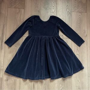 Hanna Andersson Girls Size 10 Navy Blue Velvet Velour Skater Dress